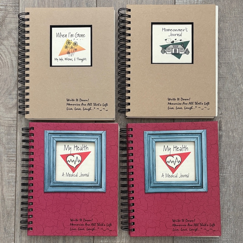 Set of 4 Spiral Journals Health, Wishes and Homeowners